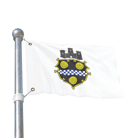 Pittsburgh City Crest Flag Double Sided  - White