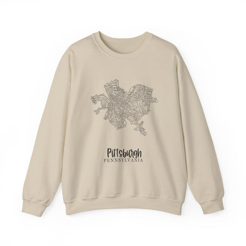 Pittsburgh Neighborhood Map Heavy Blend™ Crewneck Sweatshirt