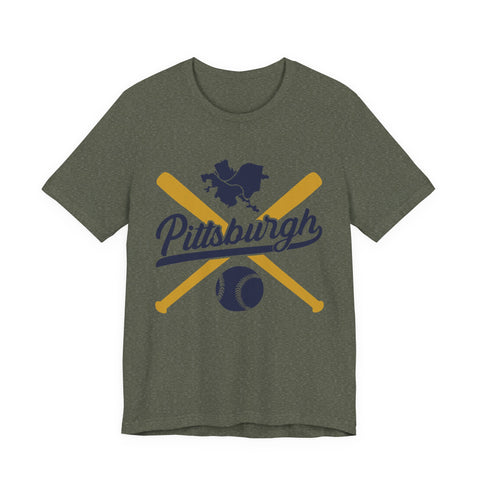 Pittsburgh Vintage Baseball Bats - Unisex Jersey Short Sleeve Tee
