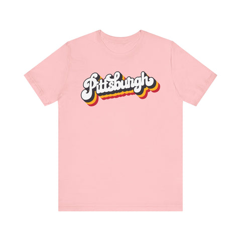 Retro Vintage 80's Pittsburgh T-Shirt  - Unisex bella+canvas 3001 Jersey Short Sleeve Tee T-Shirt Printify Pink S 