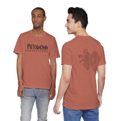 Pittsburgh Map (Print on Back) - Unisex Jersey Short Sleeve Tee