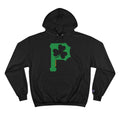 St. Patty's Day Clover - P is for Pittsburgh Series - Champion Hoodie Hoodie Printify Black S 