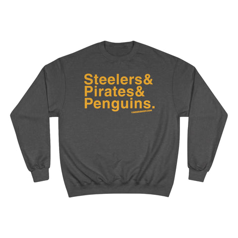 Pittsburgh Sports Teams Ampersand - Champion Crewneck Sweatshirt Sweatshirt Printify Charcoal Heather S 