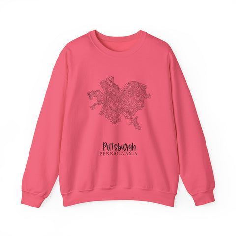 Pittsburgh Neighborhood Map Heavy Blend™ Crewneck Sweatshirt