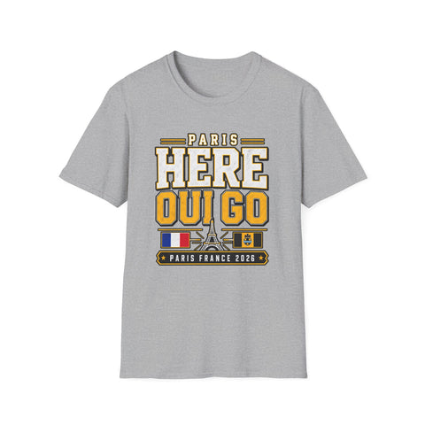 Paris Here Oui Go ( Here We Go ) T-Shirt | Pittsburgh Black & Gold | Gildan Softstyle Shirt