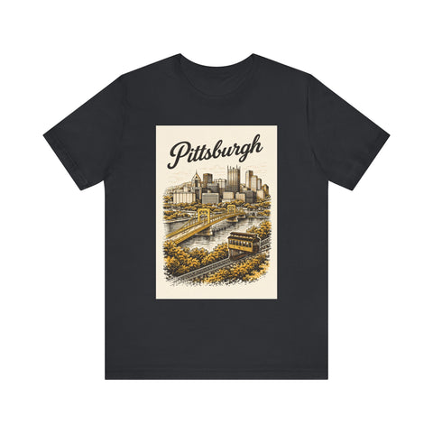 Vintage Pittsburgh Poster - Unisex Jersey Short Sleeve Tee