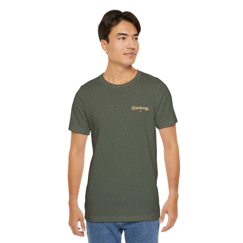 Vintage Pittsburgh Sunset (Print on Back) - Unisex Jersey Short Sleeve Tee