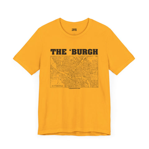 The 'Burgh Retro Map   - Short Sleeve Tee T-Shirt Printify Gold S 