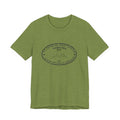 Pittsburgh Border Stamp - Short Sleeve T-Shirt in heather green with black stamp print, ideal for slim fit fashion and fast delivery.