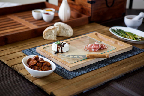 Ohio State Buckeyes - Icon Glass Top Cutting Board & Knife Set  Picnic Time Family of Brands   