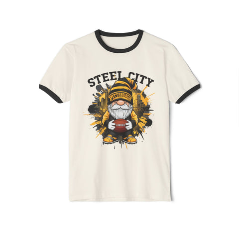 Steel City Gnome - Unisex Cotton Ringer T-Shirt