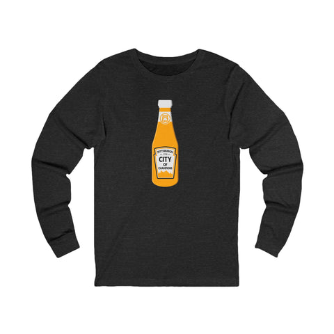 Pittsburgh, city of champions bottle long sleeve t-shirt Long-sleeve Printify M Dark Grey Heather