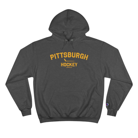 Pittsburgh Hockey - Collegiate Style - Champion Hoodie Hoodie Printify Charcoal Heather S 