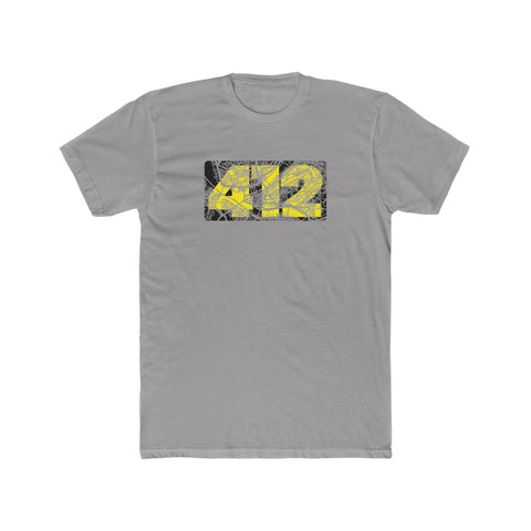 412 Map - Cotton Tee T-Shirt Printify Solid Light Grey S 