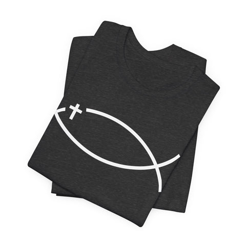 Christianity Cross Fish Symbol - Unisex Jersey Short Sleeve Tee