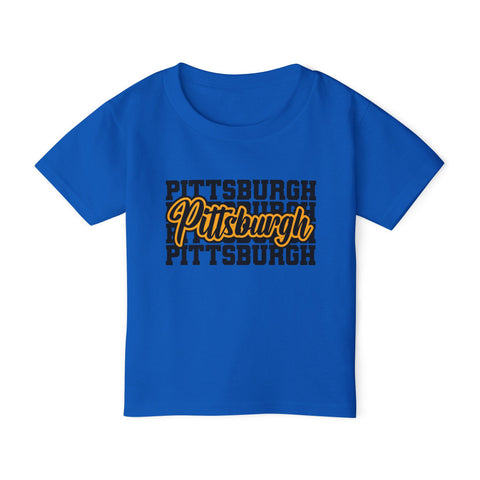 Pittsburgh Typography Script Toddler T-Shirt — Retro City Pride Tee