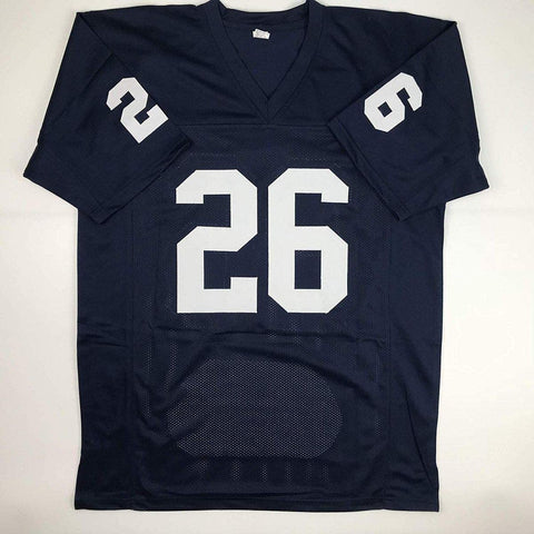Autographed/Signed Saquon Barkley Penn State Blue Stat College Football Jersey JSA COA