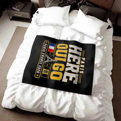 Paris Here Oui Go ( Here We Go ) Sweatshirt Blanket | Pittsburgh Black & Gold Paris 2026