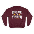 Kiss Me, I'm Yinzer - Champion Crewneck Sweatshirt Sweatshirt Printify Maroon S 