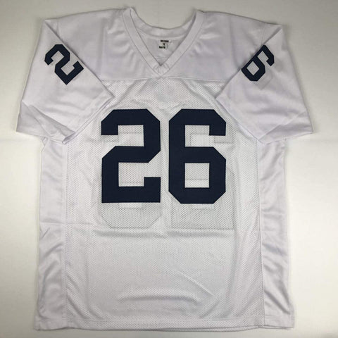 Autographed/Signed Saquon Barkley Penn State White College Football Jersey Beckett BAS COA