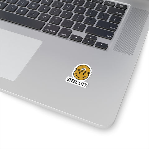 Steel City 412 Hard Hat Smiley Sticker, Kiss-Cut Vinyl