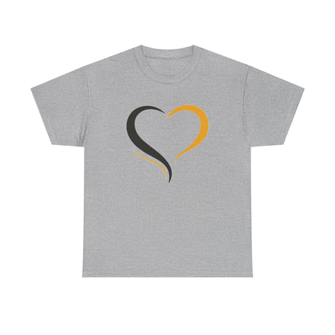 Black and Yellow Heart - Unisex Heavy Cotton Tee