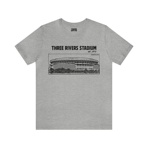 Three Rivers Stadium - 1970 - Retro Schematic - Short Sleeve Tee T-Shirt Printify Athletic Heather S 