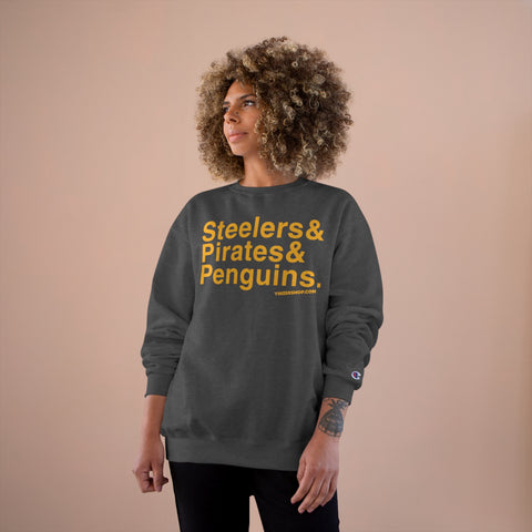 Pittsburgh Sports Teams Ampersand - Champion Crewneck Sweatshirt Sweatshirt Printify   