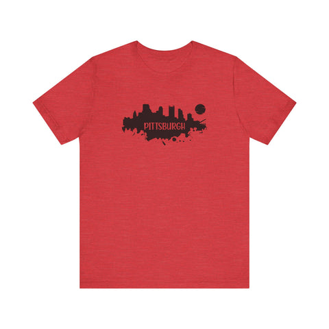 Pittsburgh Splash Skyline T-Shirt  - Unisex bella+canvas 3001 T-Shirt Printify Heather Red S 