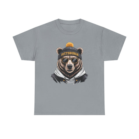 Pittsburgh Game Day Bear - Unisex Heavy Cotton Tee