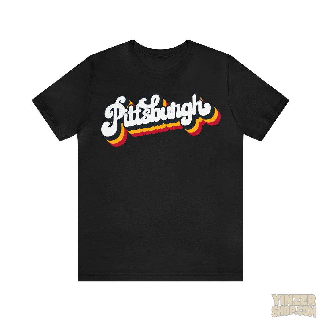 Retro Vintage 80'S Pittsburgh T-Shirt  - Unisex Bella+Canvas 3001 Jersey Short Sleeve Tee T-Shirt Printify Black L 