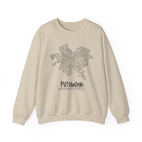 Pittsburgh Topo Word Map Graphic Gildan Heavy Blend™ Crewneck Sweatshirt