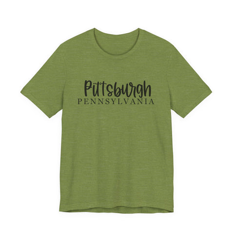 Pittsburgh Map (Print on Back) - Unisex Jersey Short Sleeve Tee