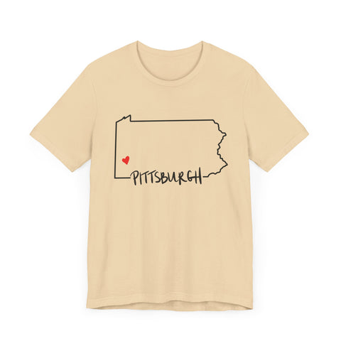 Love Pittsburgh Pennsylvania Short Sleeve T-Shirt  - Unisex bella+canvas 3001 T-Shirt Printify Soft Cream S 
