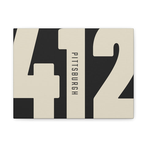 412 Vintage Pittsburgh Canvas Wall Art — Modern Minimalist City Area Code Print