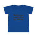 Royal blue toddler T-shirt with cheeky 'Baltimore smells like my diaper' text, perfect for playful kids clothing collections.