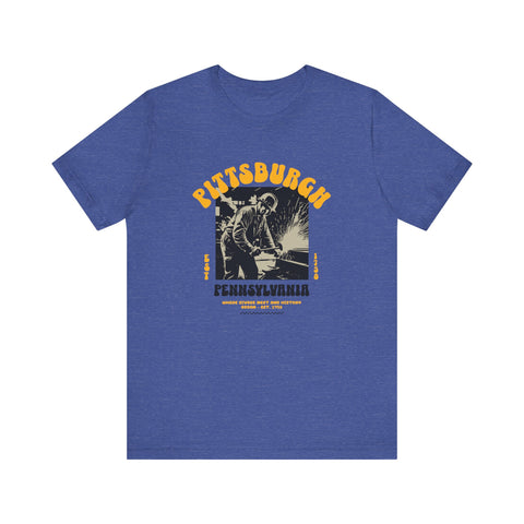 Pittsburgh Steel Legacy: Forging History T-Shirt T-Shirt Printify Heather True Royal S 