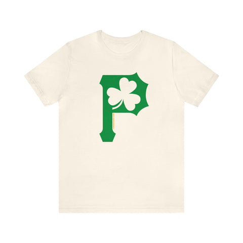 St. Patty's Day Shamrock - P for Pittsburgh Series  - Short Sleeve Shirt T-Shirt Printify Natural S 