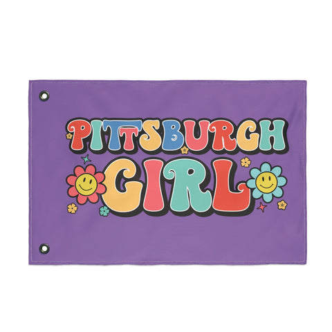 Retro Pittsburgh Girl - Double Sided Flag