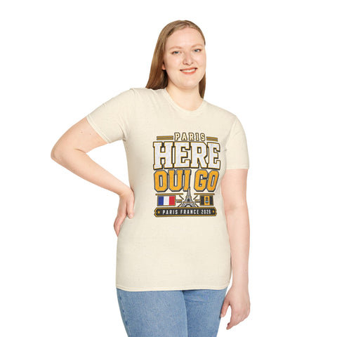 Paris Here Oui Go ( Here We Go ) T-Shirt | Pittsburgh Black & Gold | Gildan Softstyle Shirt