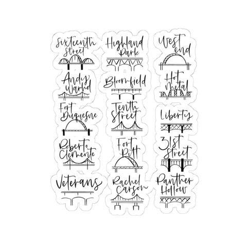 Pittsburgh Bridges Doodle -  Kiss-Cut Stickers