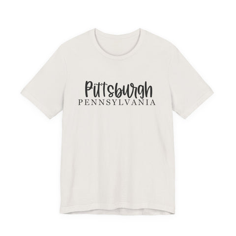 Pittsburgh Map (Print on Back) - Unisex Jersey Short Sleeve Tee