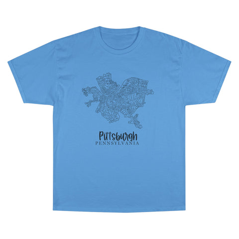 Pittsburgh Topo Word Map Graphic Champion T-shirt