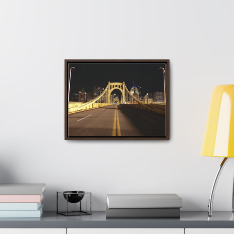 Pittsburgh Roberto Clemente Bridge at Night printed on Canvas Wraps, Horizontal Frame