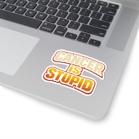 Cancer Is Stupid Sticker Burnt Orange & Yellow Distressed