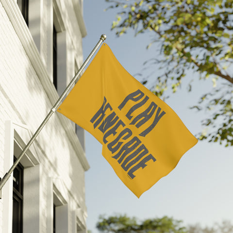 Play Renegade Distressed Graphic  - Double Sided Yellow Flag with Black