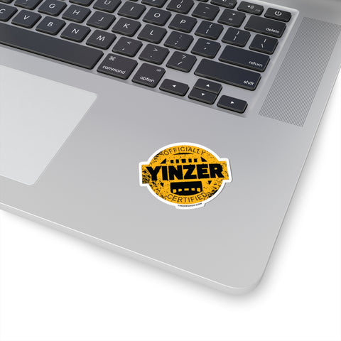 Black & Yellow Certified Yinzer Kiss-Cut Sticker label Paper products Printify 2" × 2" White 