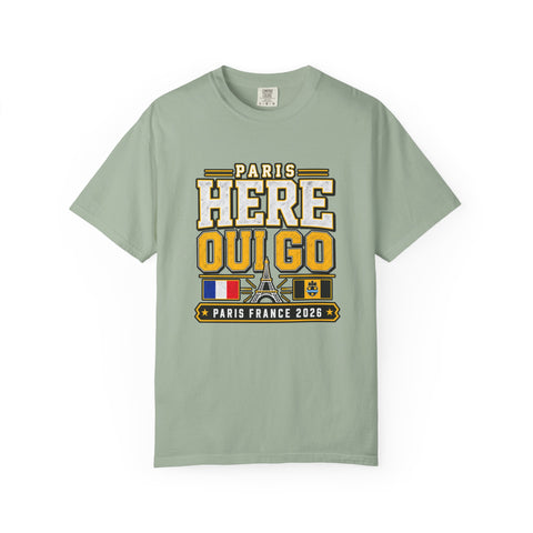 Paris 'Here Oui Go' T-Shirt — Paris France 2026 Travel Premium T-shirt from Comfort Colors