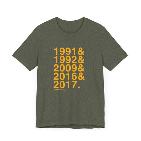 Pittsburgh Penguins Stanley Cups Ampersand - Short Sleeve Tee T-Shirt Printify Heather Military Green XS