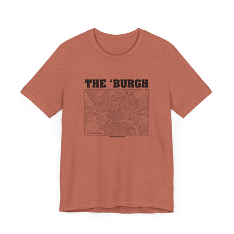 The 'Burgh Retro Map   - Short Sleeve Tee T-Shirt Printify   